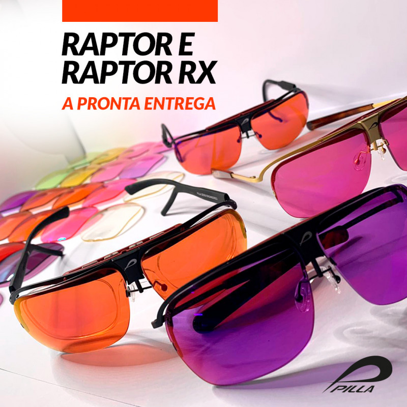 KIT ÓCULOS PILLA RAPTOR - ARMAÇÃO + 3 PARES DE LENTES + CASE SINTÉTICO RAPTOR